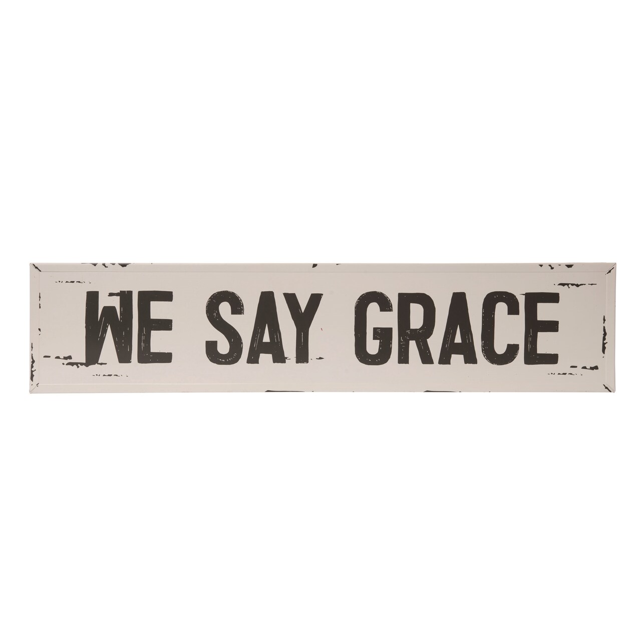 Transpac Metal We Say Grace Wall Decor, 29.88" White Spring Wall Art, Metal Wall Sign, Indoor Use, 6.69" Height, Spot Clean